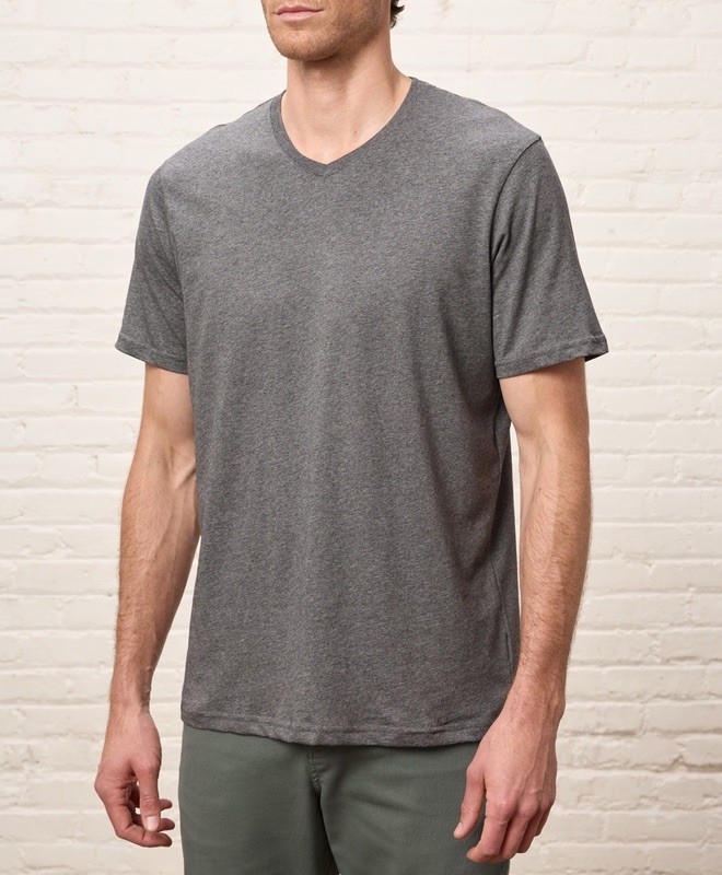 NWOT-Pact-Men’s Organic SoftSpun Essential V-Neck Tee-Med Grey Heather- (LARGE) gallery