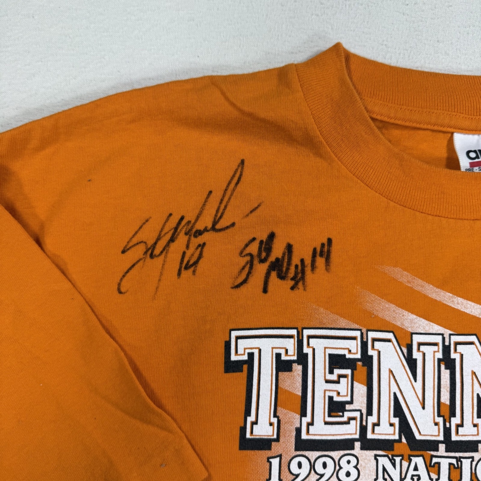 vintage 1998 Tennessee National Champs Sterlin Marlin T shirt Signed by Sterlin gallery