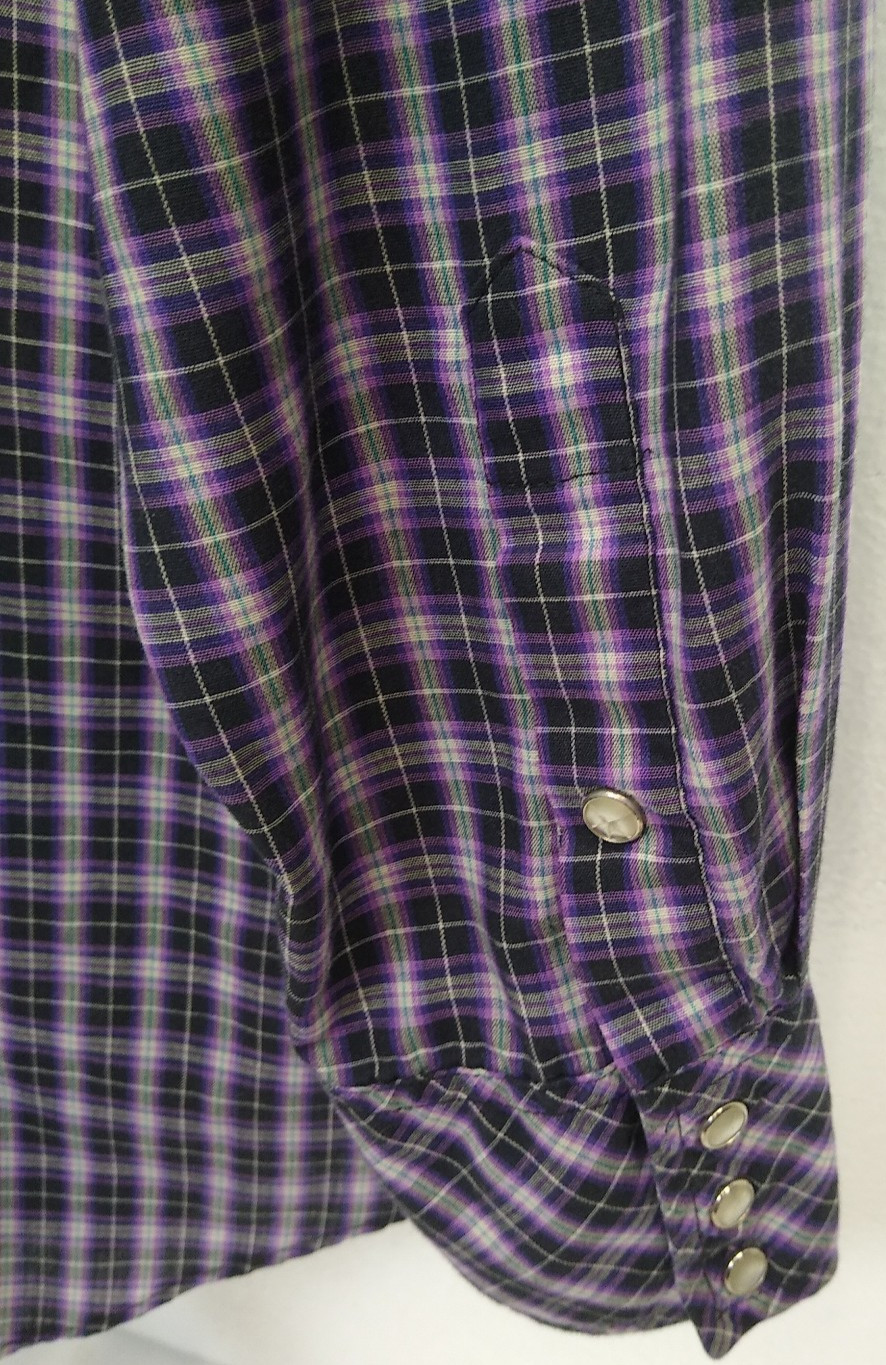MILLER WESTERN WEAR Stud Snap Close Lg Sleeve, 3 snap cuff SZ161/2-34 BLUE PLAID gallery