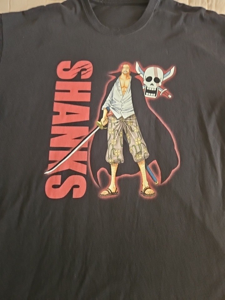 One Piece Manga Graphic T-Shirt Black Shanks Luffy Mens XL No Tags gallery