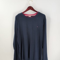 Tommy Hilfiger Long Sleeve Crew Neck Modern Classic T-Shirt Navy Blue Size XL