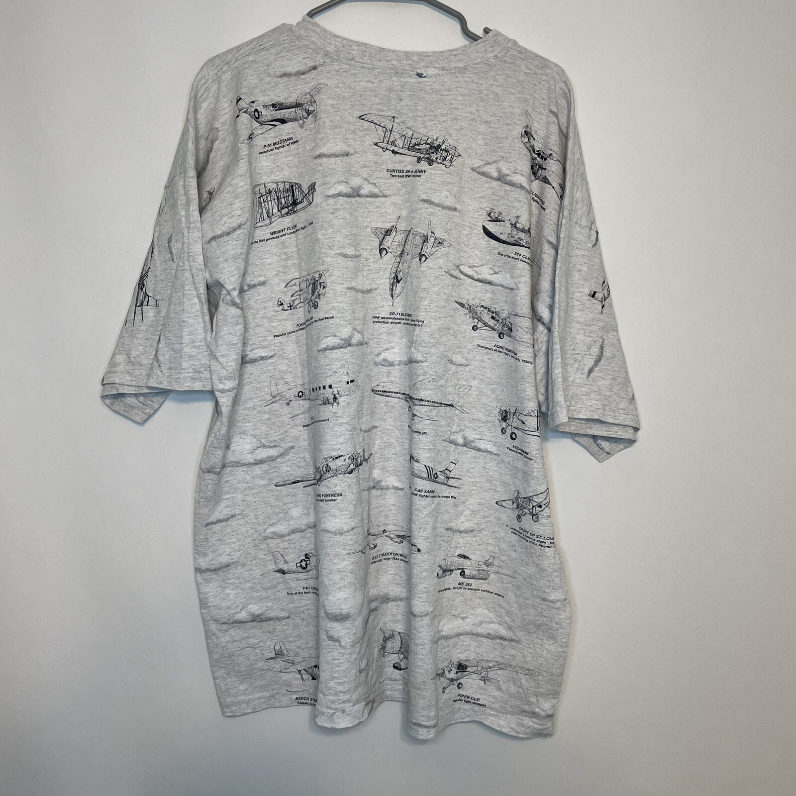 Vintage Airplanes All Over Print Clouds T Shirt XXL History Of Aviation Army gallery