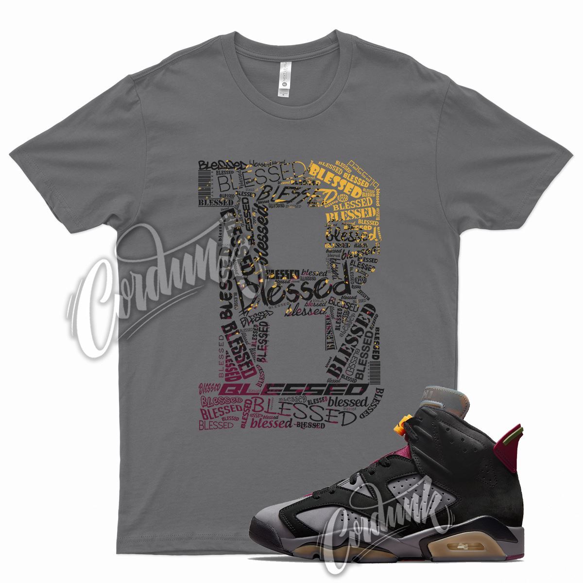 Grey BLESSED Shirt for Air J1 6 Bordeaux Light Graphite Dark Maroon Charcoal gallery