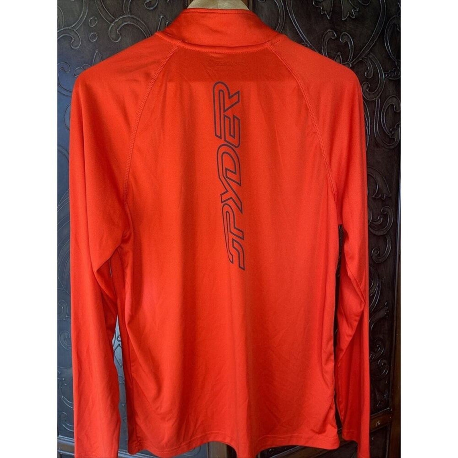 Spyder Men's Orange 1/4 Zip Long Sleeve LIght weight Athletic Top / Shirt Size L gallery