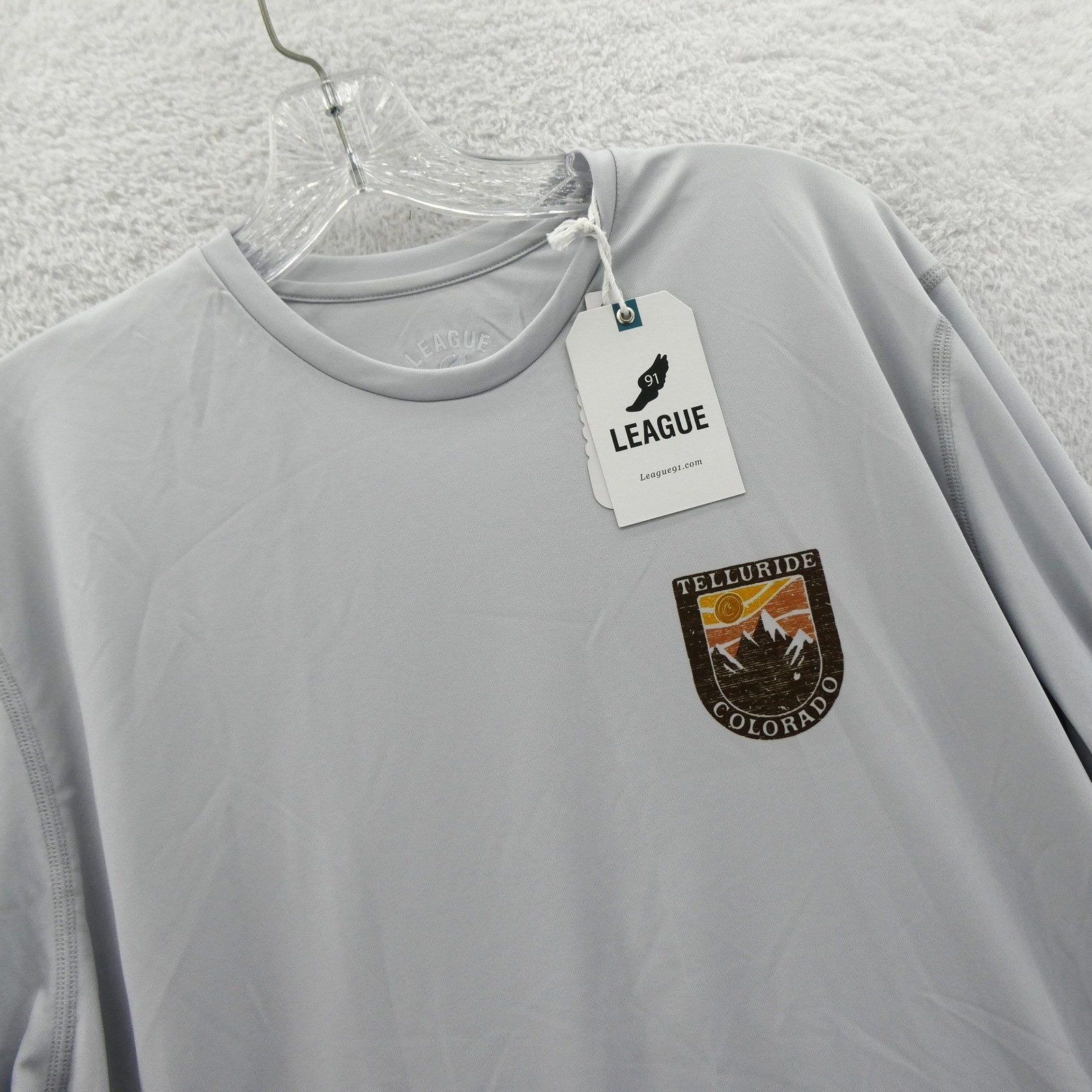 League Long Sleeve Shirt Men Large Telluride Colorado Gray Graphic Recycled Poly gallery
