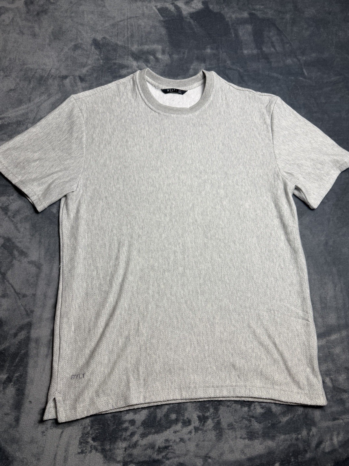 BYLT Men Brushed Herringbone Box Tee Mid Heather Grey Size L (NWT) gallery