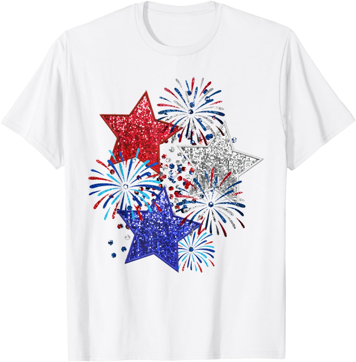 4th Of July Fireworks Stars Funny Cute Printed Design Unisex T-Shirt gallery