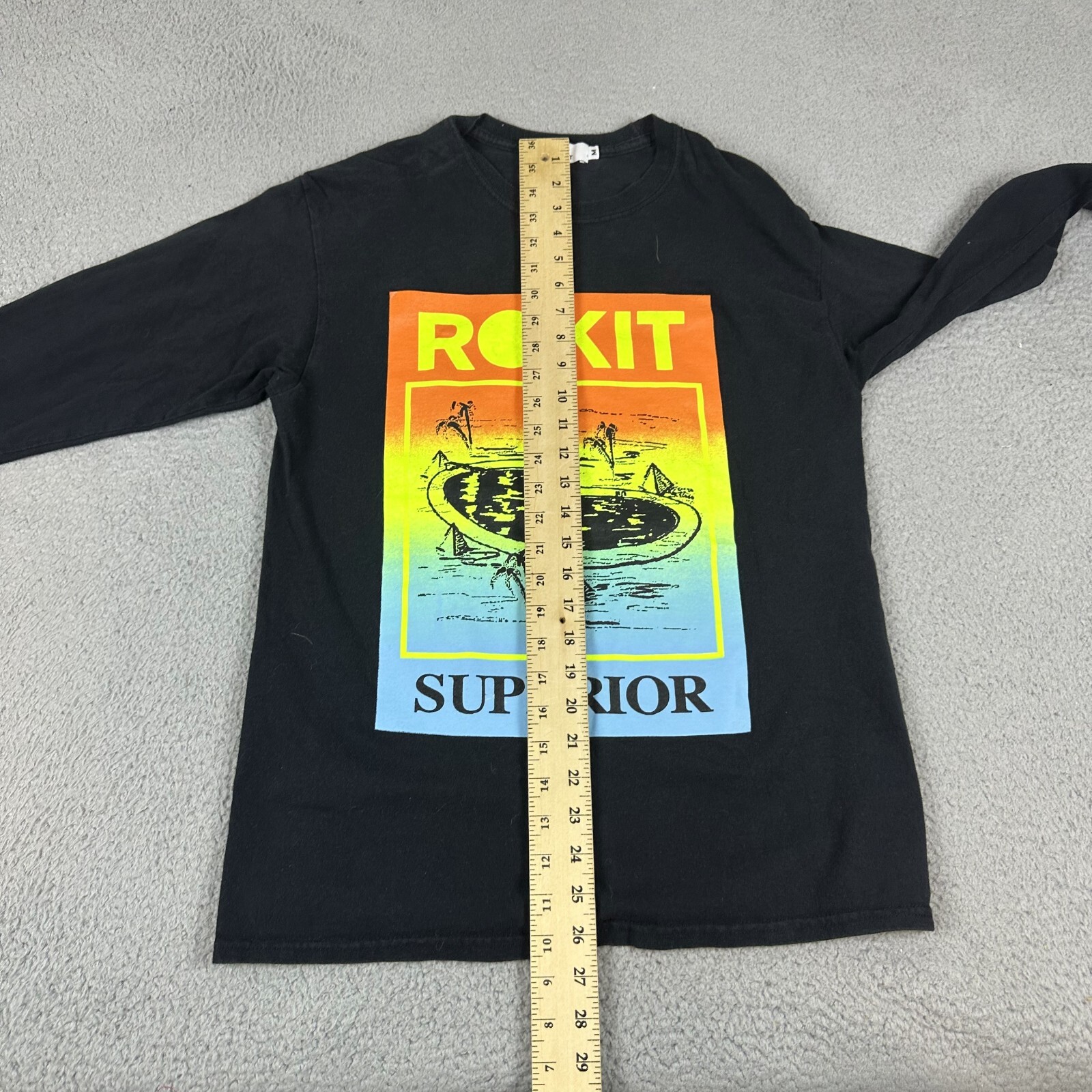 Rokit Superior Shirt Mens M Black Long Sleeve Crew Neck Trendy Pullover gallery