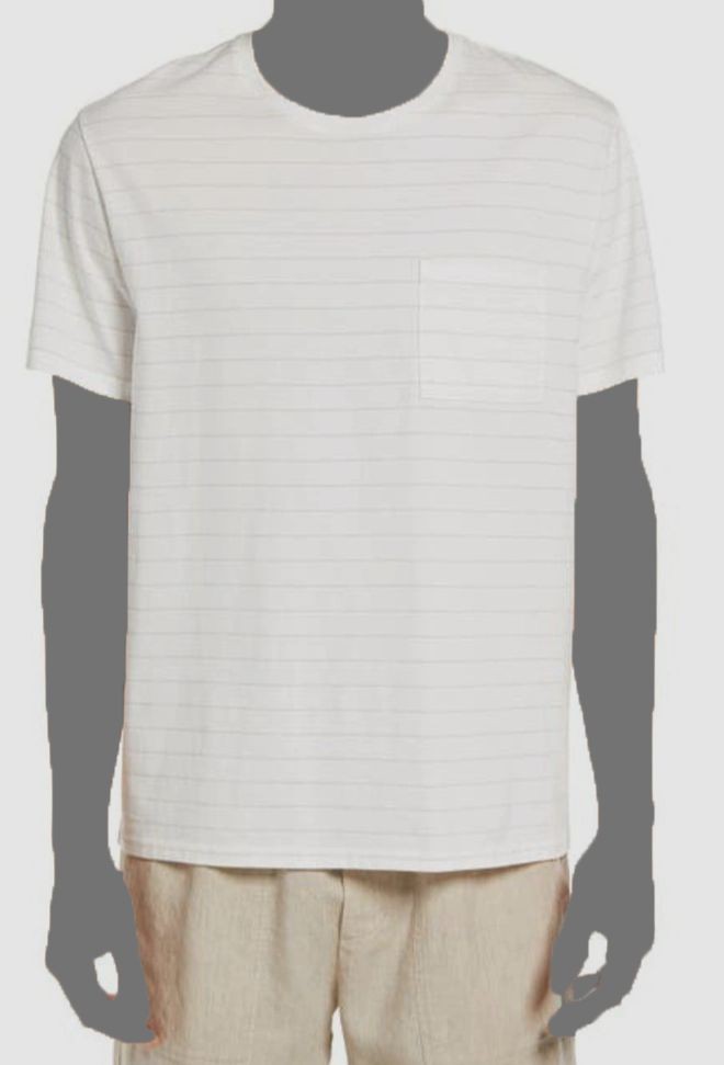 $126 Vince Men's Beige Striped Cotton Crewneck T-Shirt Size L gallery