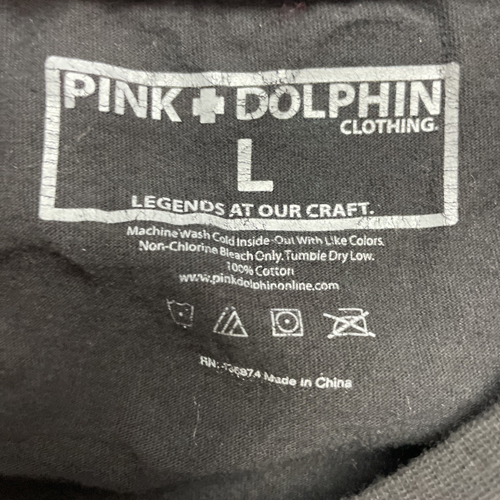 Pink Dolphin Paint Splatter Raglan Tee T-Shirt Size L Black Aqua Crop Sleeve gallery