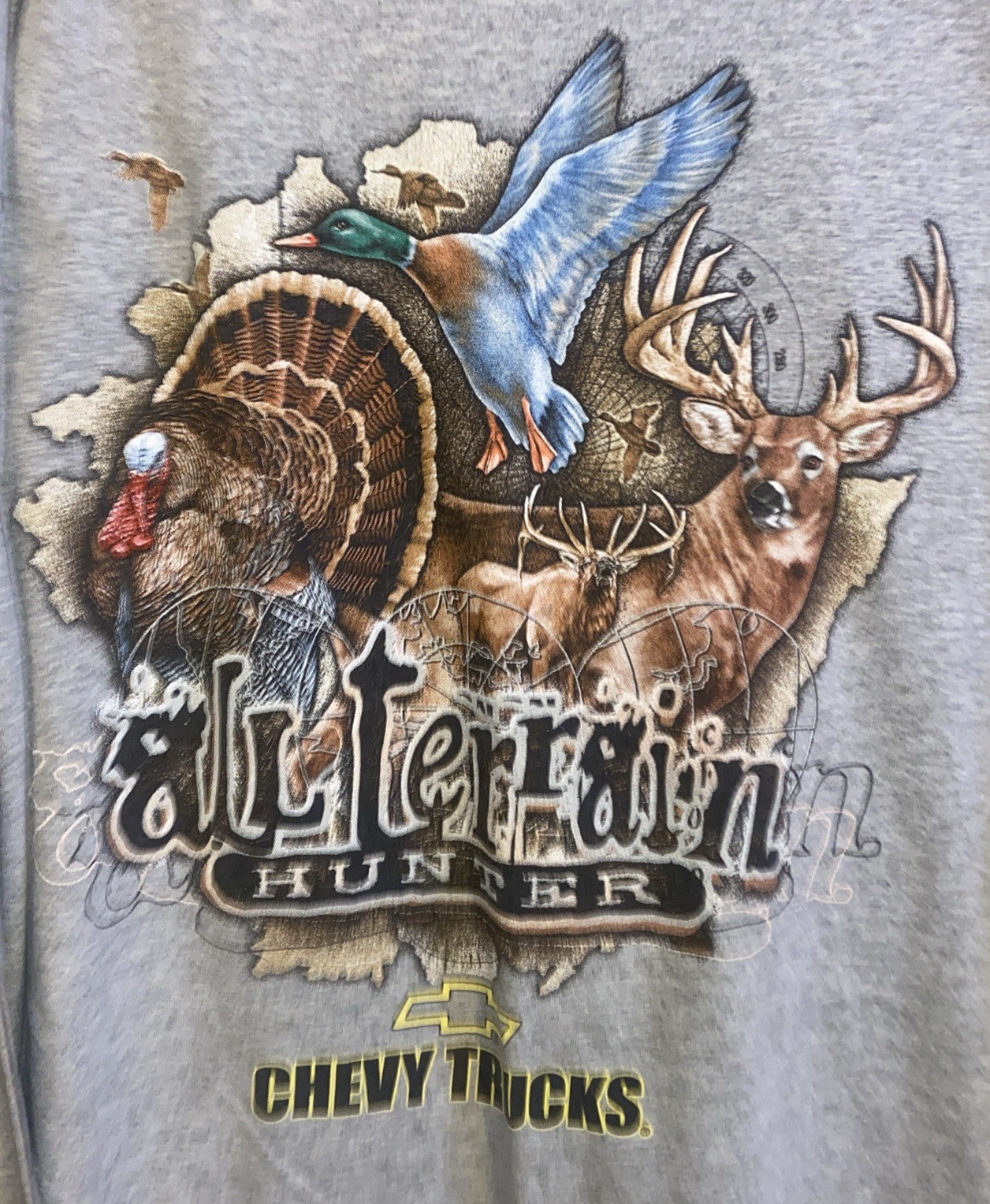 Chevy Trucks Shirt Medium Long Sleeve ALL TERRAIN HUNTER Turkey Deer Buck Gray gallery