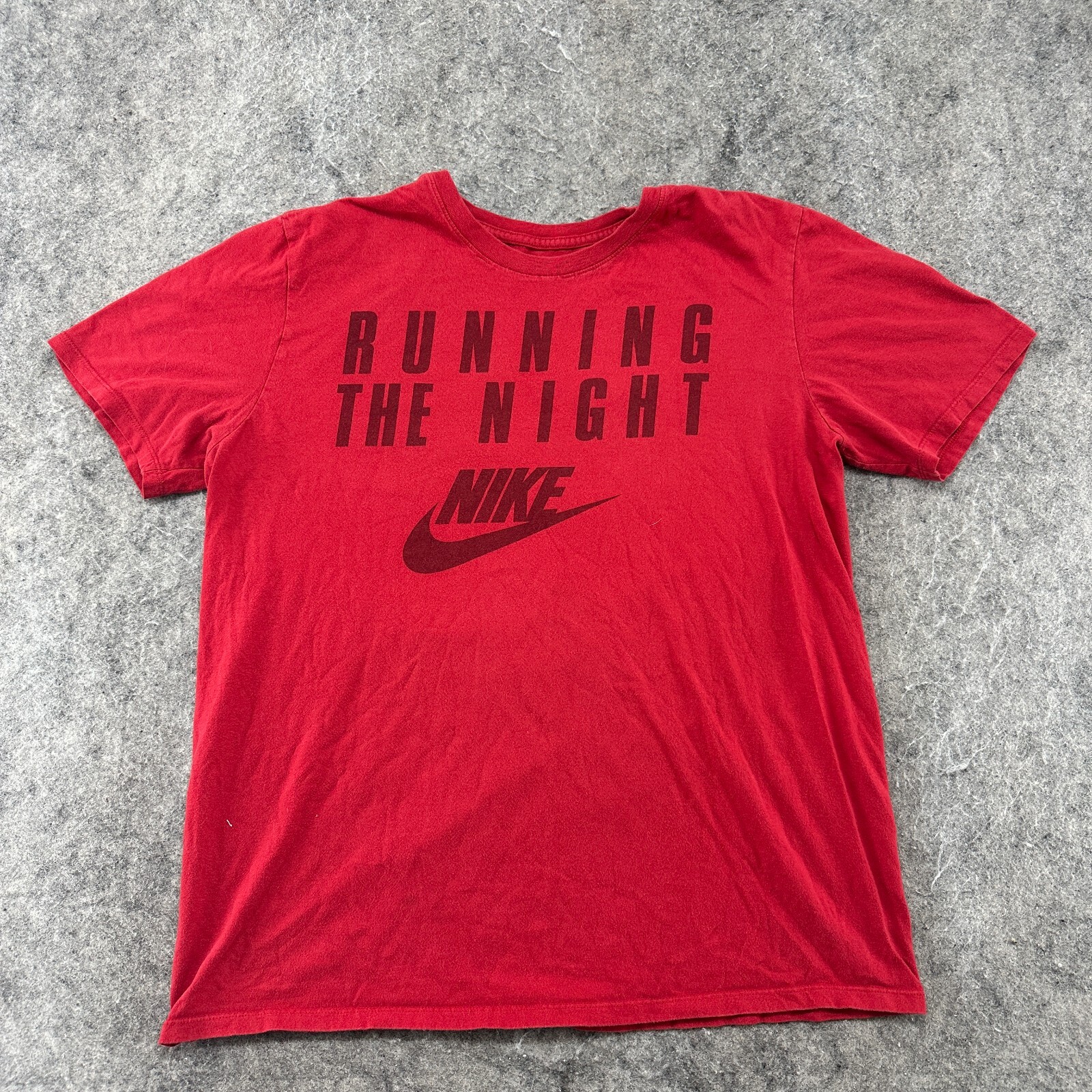 Nike Shirt Mens Large Red Black Swoosh Logo Graphic Spellout Print