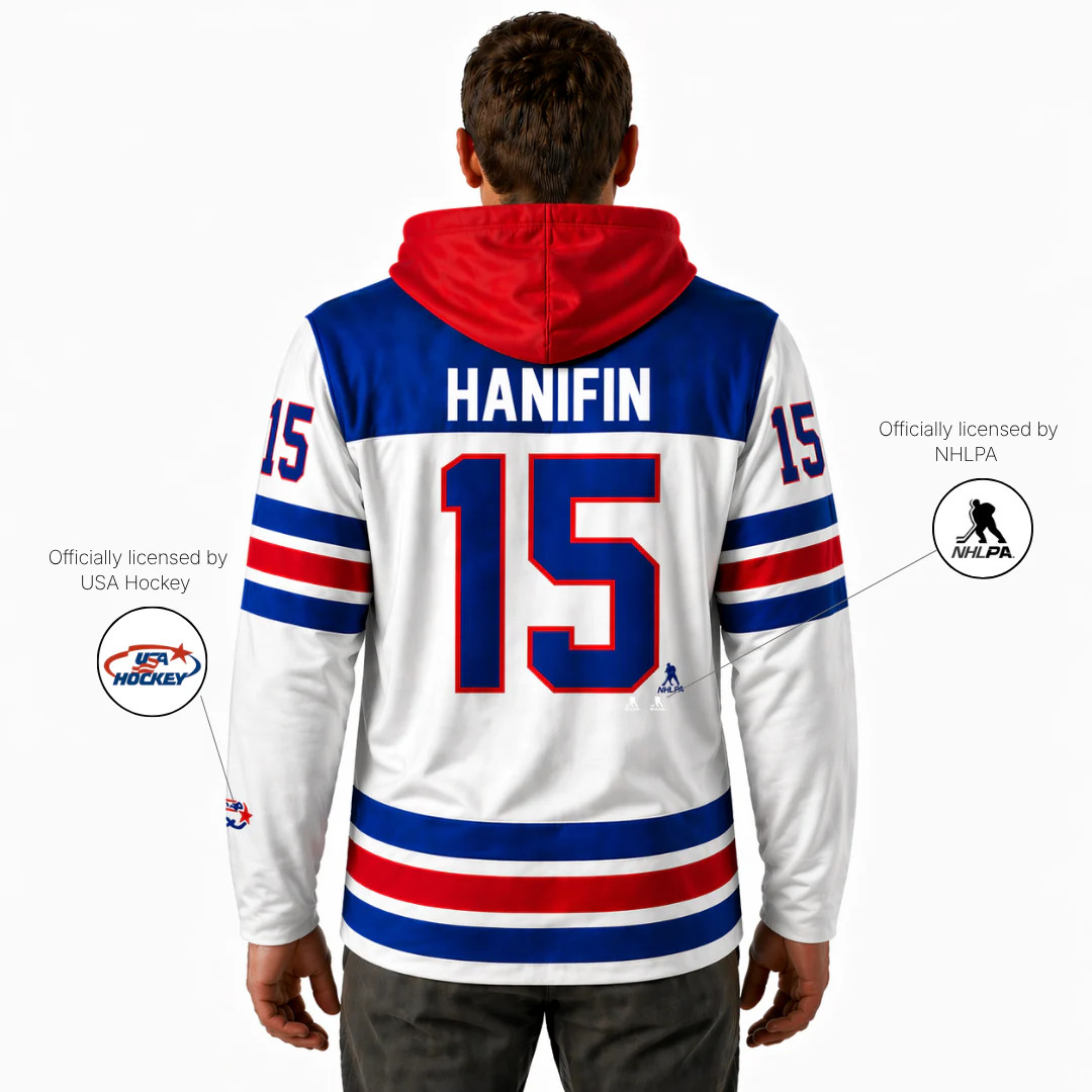 Noah Hanifin #15 (2026 Gold Champ) USA Hockey Officially Licensed Jersey Hoodie gallery
