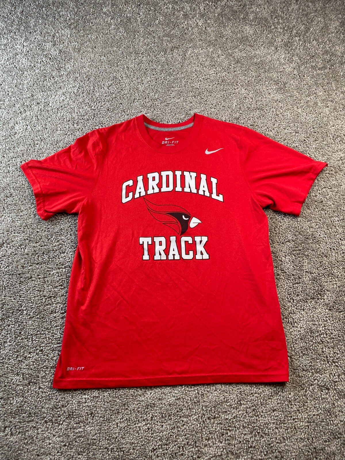 Nike Shirt Adult Medium Red White Swoosh Drifit Cardinal Track And Field Mens