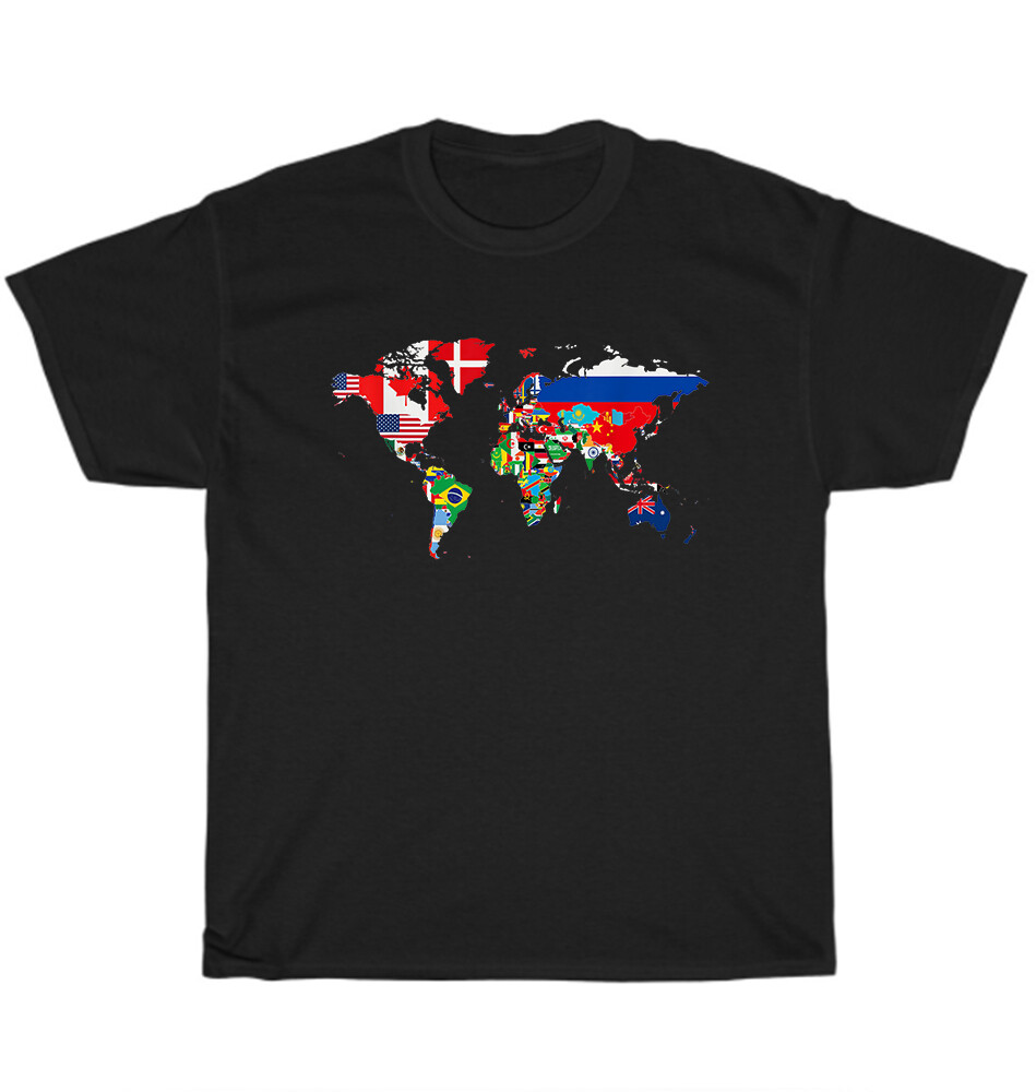 International World Flags World Map Travel Countries Geography T-Shirt Unisex gallery