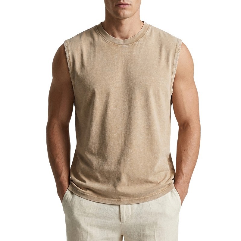 Men's Washed Cotton Sleeveless Tank Top Loose Fit Summer Vest ✅ Buy 2 Save More gallery