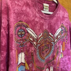 VTG Native American Dreamcatcher Tee Ragtops Tie Dye Feathers Aztec Large USA