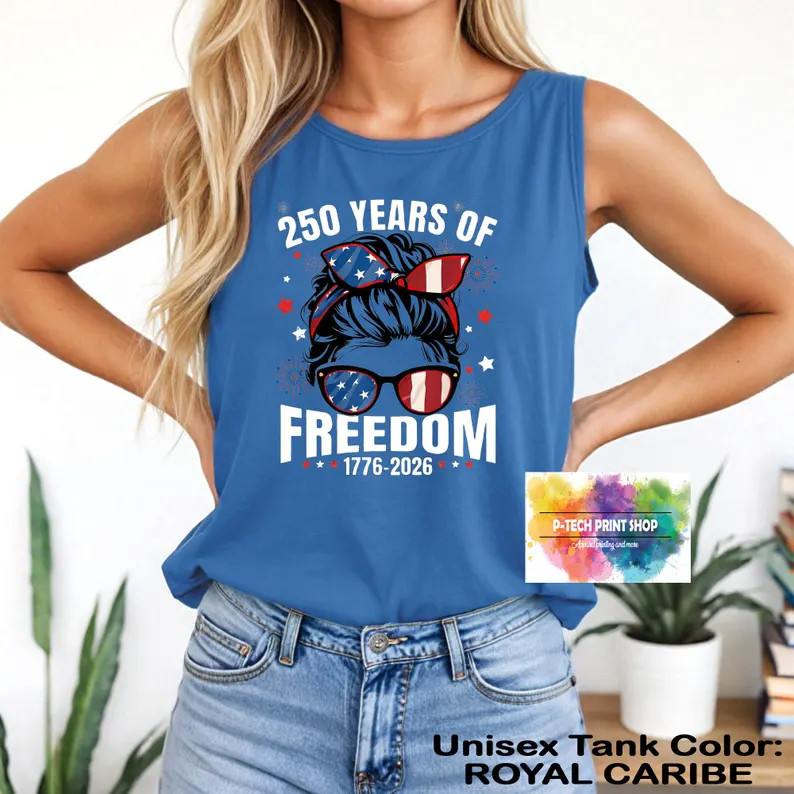 Women July 4th Freedom Tank Top Patriotic American