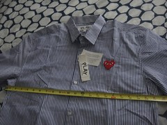 COMME des GARCONS Play Men’s Short Sleeve Shirt Blue Color RED Heart Size L ,NWT