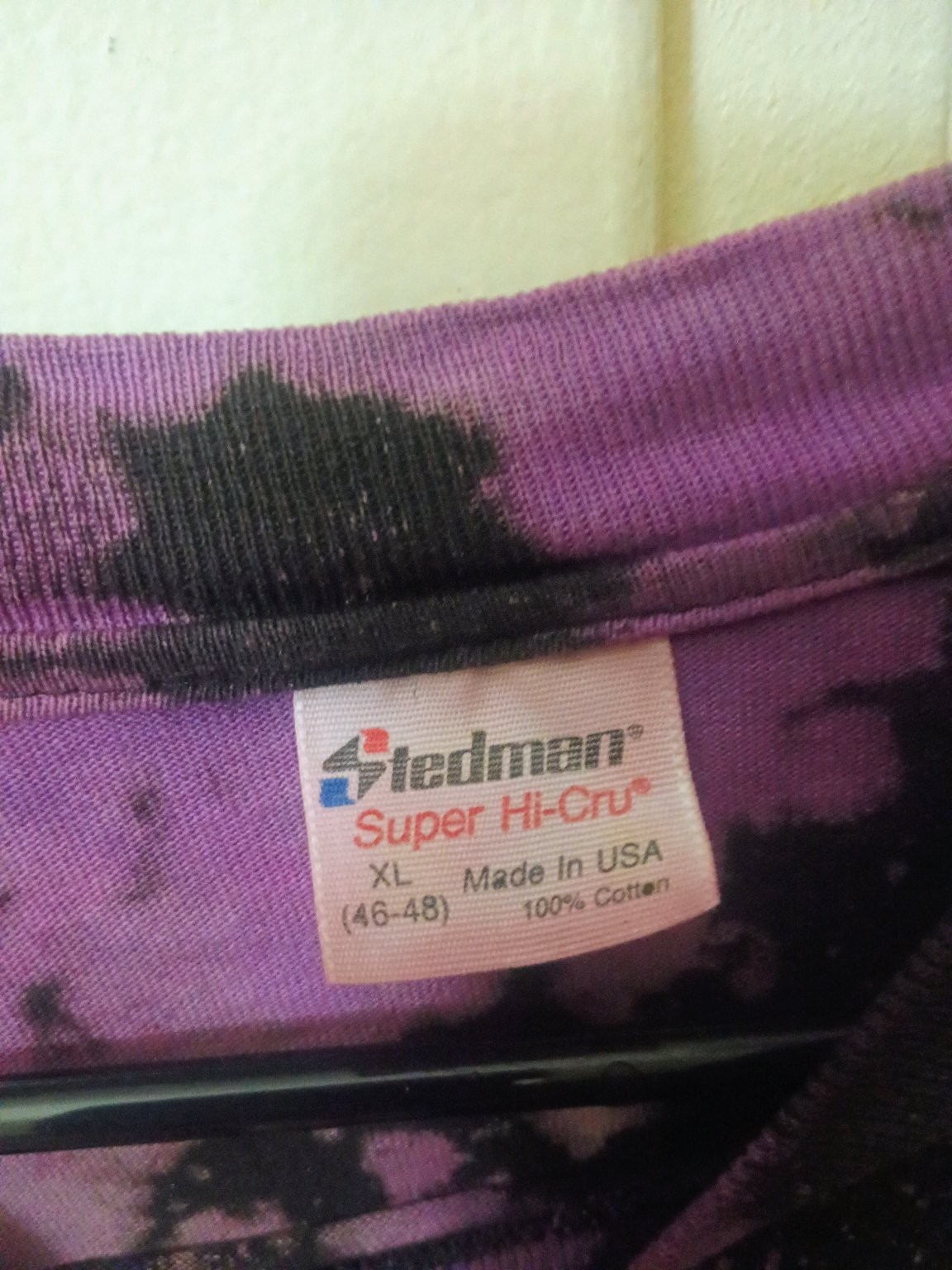 Vintage 90s Stedman Spooky Eyes Men's XL Purple Black Bleach Tie Dye T-Shirt gallery