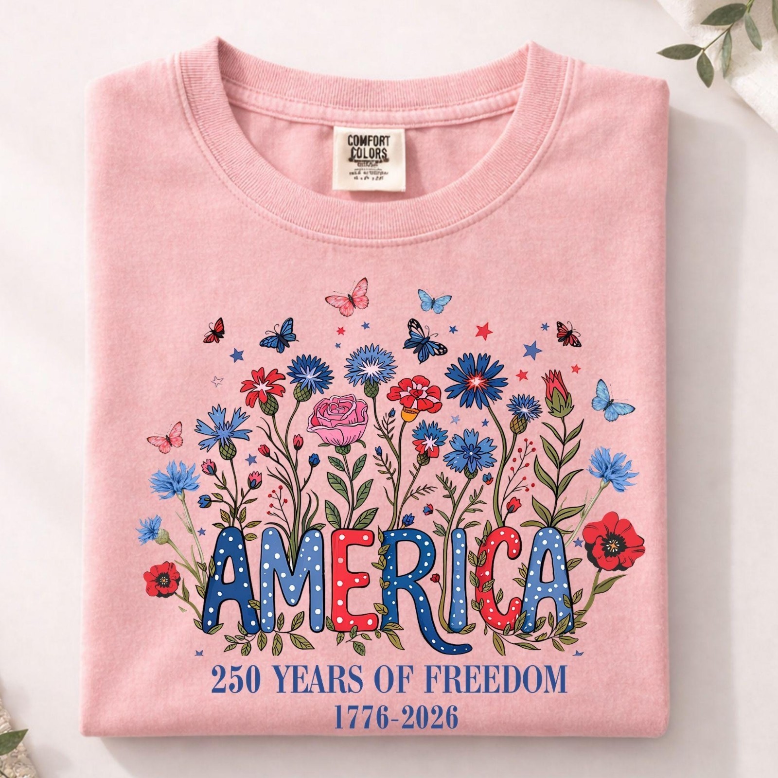 America 250 Wildflower Shirt Floral Independence Day Comfort Colors Tee gallery