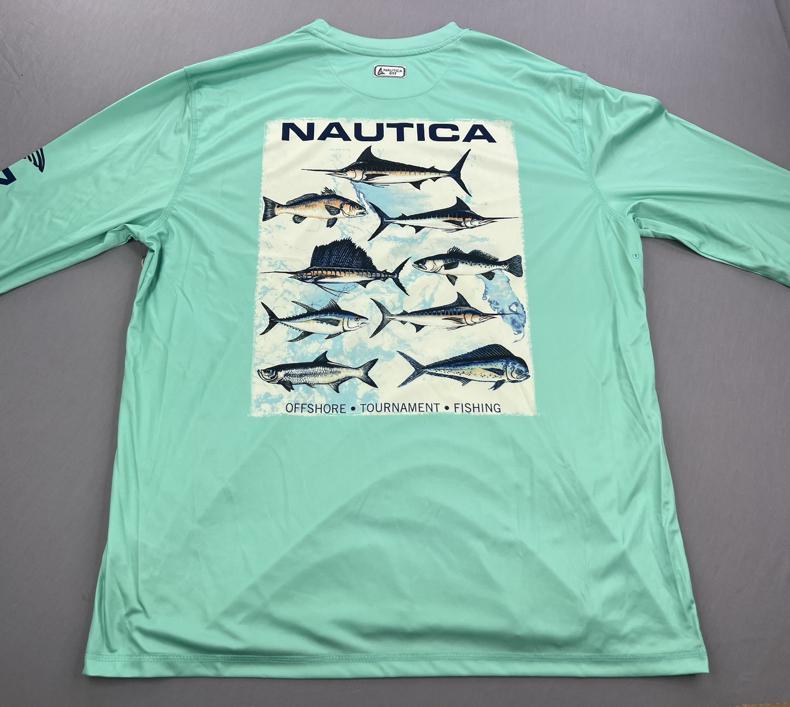 Nautica Mens OTF LS Performance Seas The Moment Fishing Shirt UPF 50+ Sz XL gallery