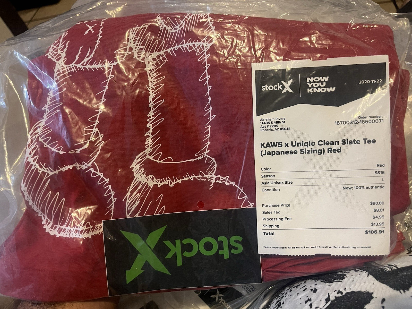Uniqlo UT KAWS Clean Slate Companion Graphic Tee Red L Cotton Jersey Crew