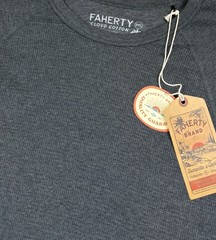 Faherty Cloud Cotton Men’s XXL Long Sleeve Waffle Crew Pima Cotton Charcoal NEW