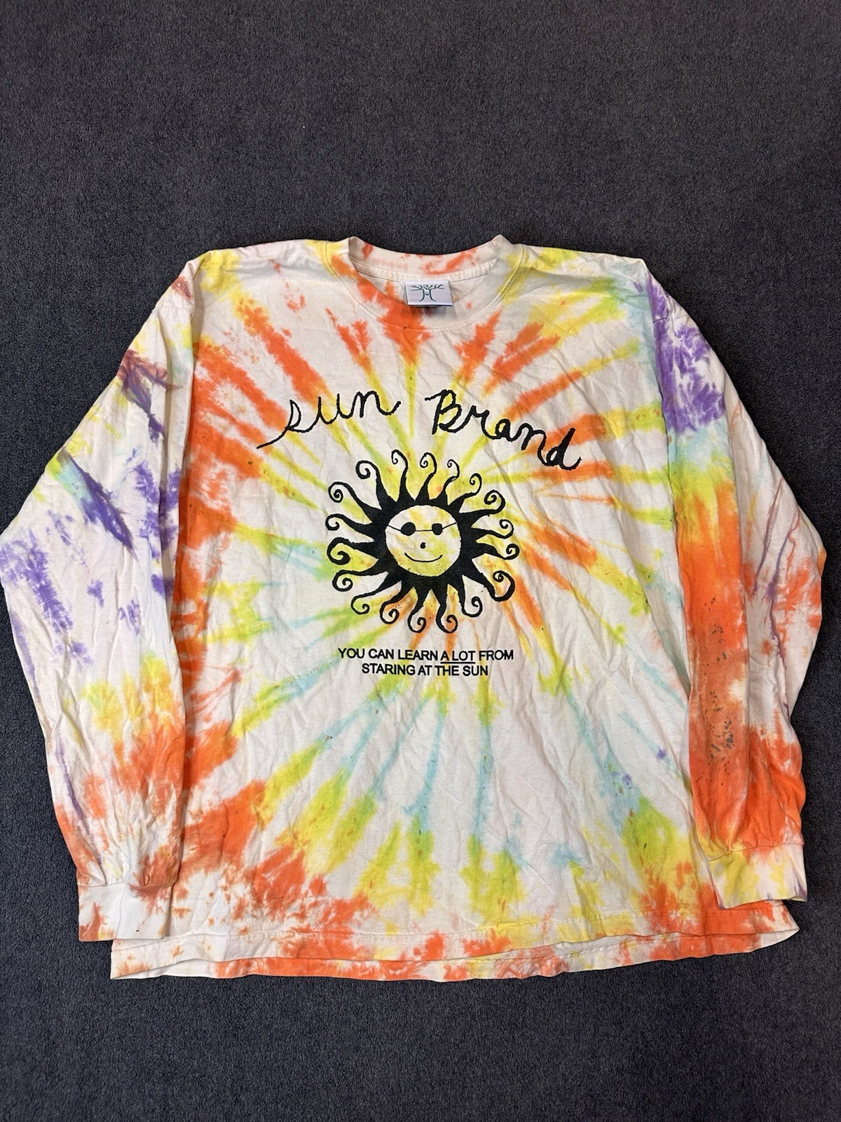Online Ceramics Sun Brand Graphic Long Sleeve Shirt Mens XXL Tie Dye Multi Color