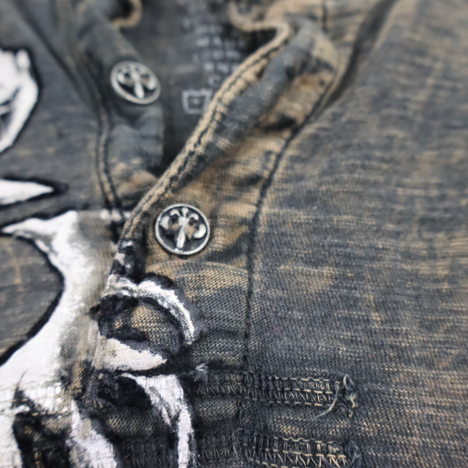 Vintage Affliction Mens Thermal Cross Skull Wing T Shirt Mens Large Long Sleeve gallery