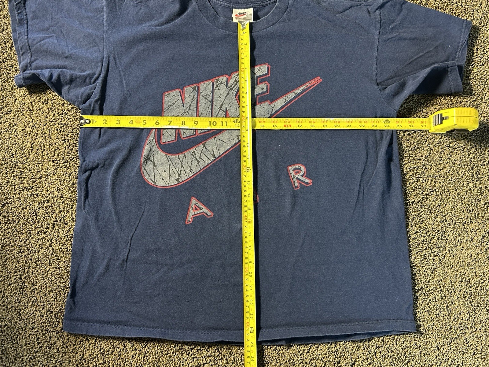 Vintage Nike Air T-Shirt Made in USA Big Logo Navy Blue 80s 90s Y2K XL Boxy gallery