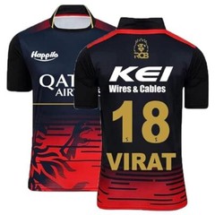 High Quality Polyester Sports T-Shirt RCB Virat 18 Regular Fit Pack of 1