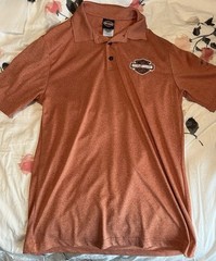 Harley Davidson Orange Embroidered Polo Daytona Beach Florida Motorcycles Mens M