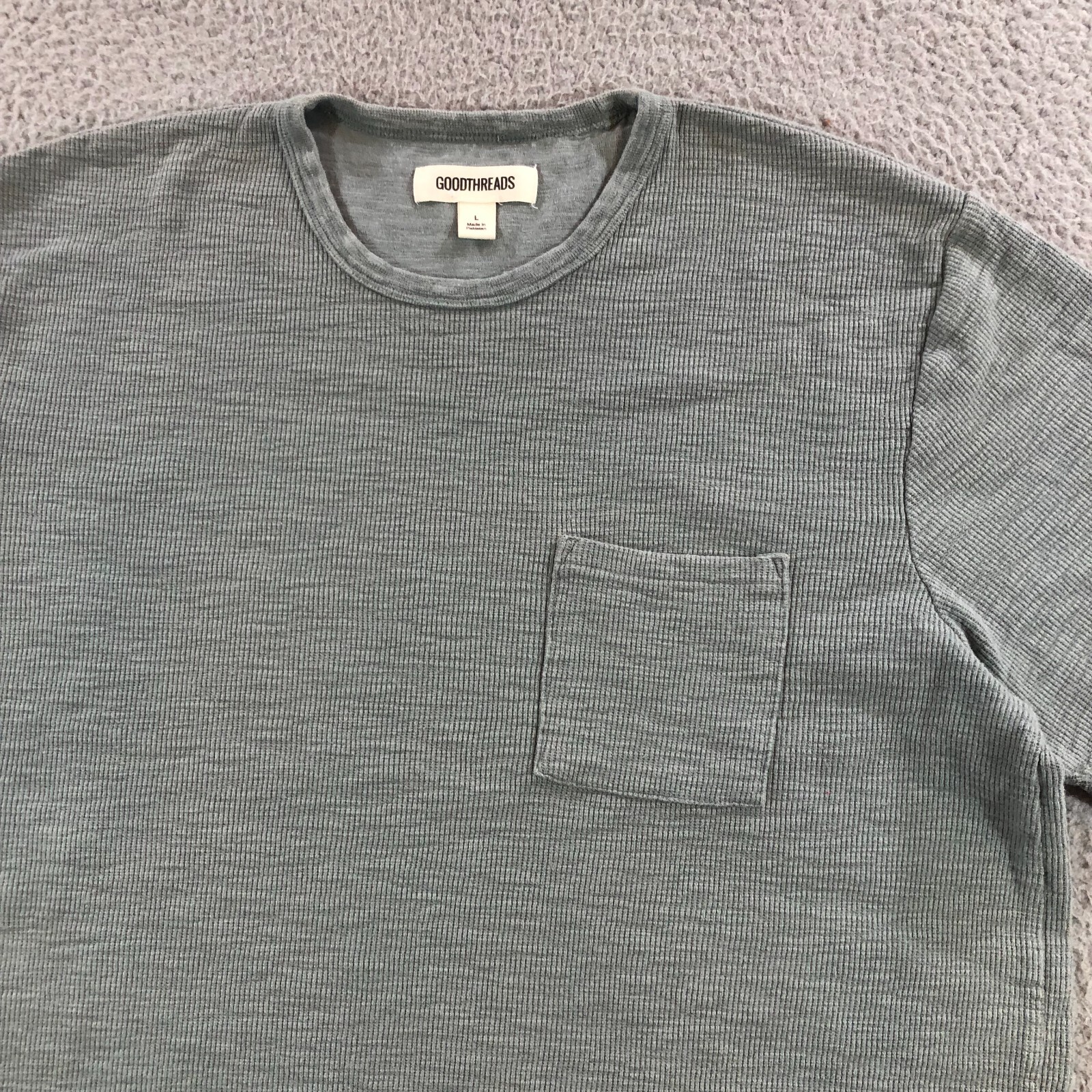 goldthreads T shirt mens L gray slate thick woven pocket tee gallery