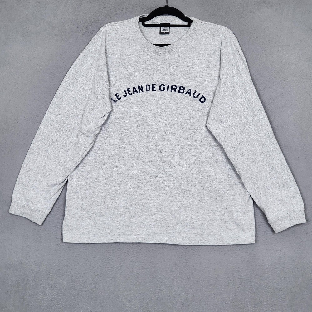 Marithe Francois Girbaud T-shirt Mens Medium Gray Spellout Logo Long Sleeve