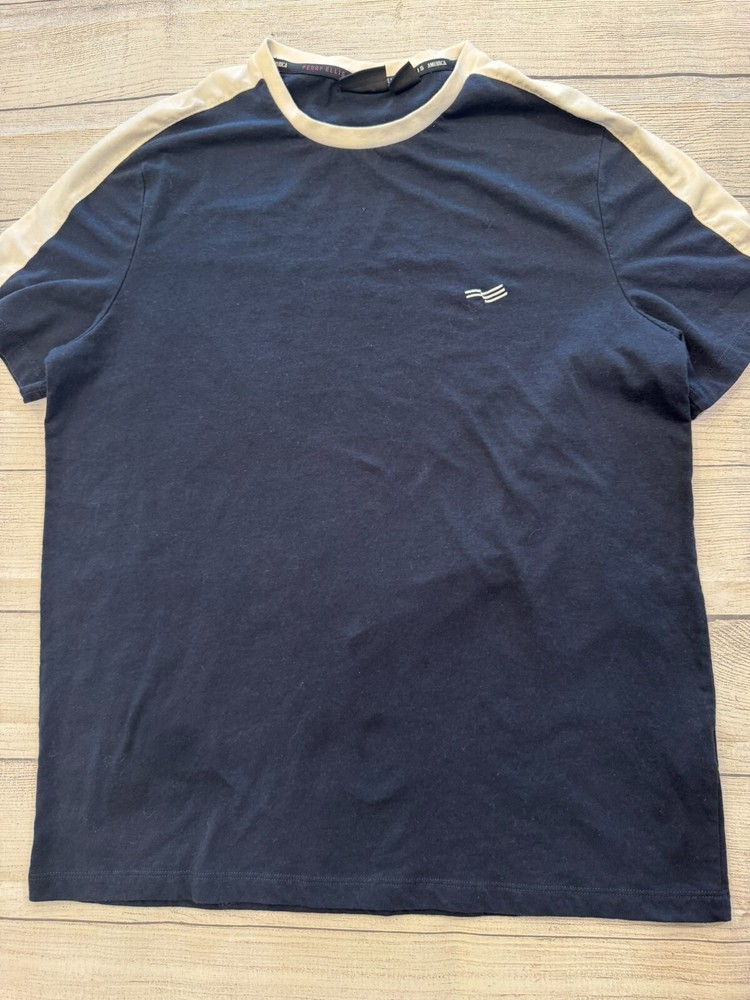 Perry Ellis Shirt Mens Large Navy Blue Everyday Casual Basic Tee