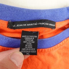 Vintage Marithe Francois Girbaud Shirt Mens XL Orange Blue Heavyweight Y2K Tee ^