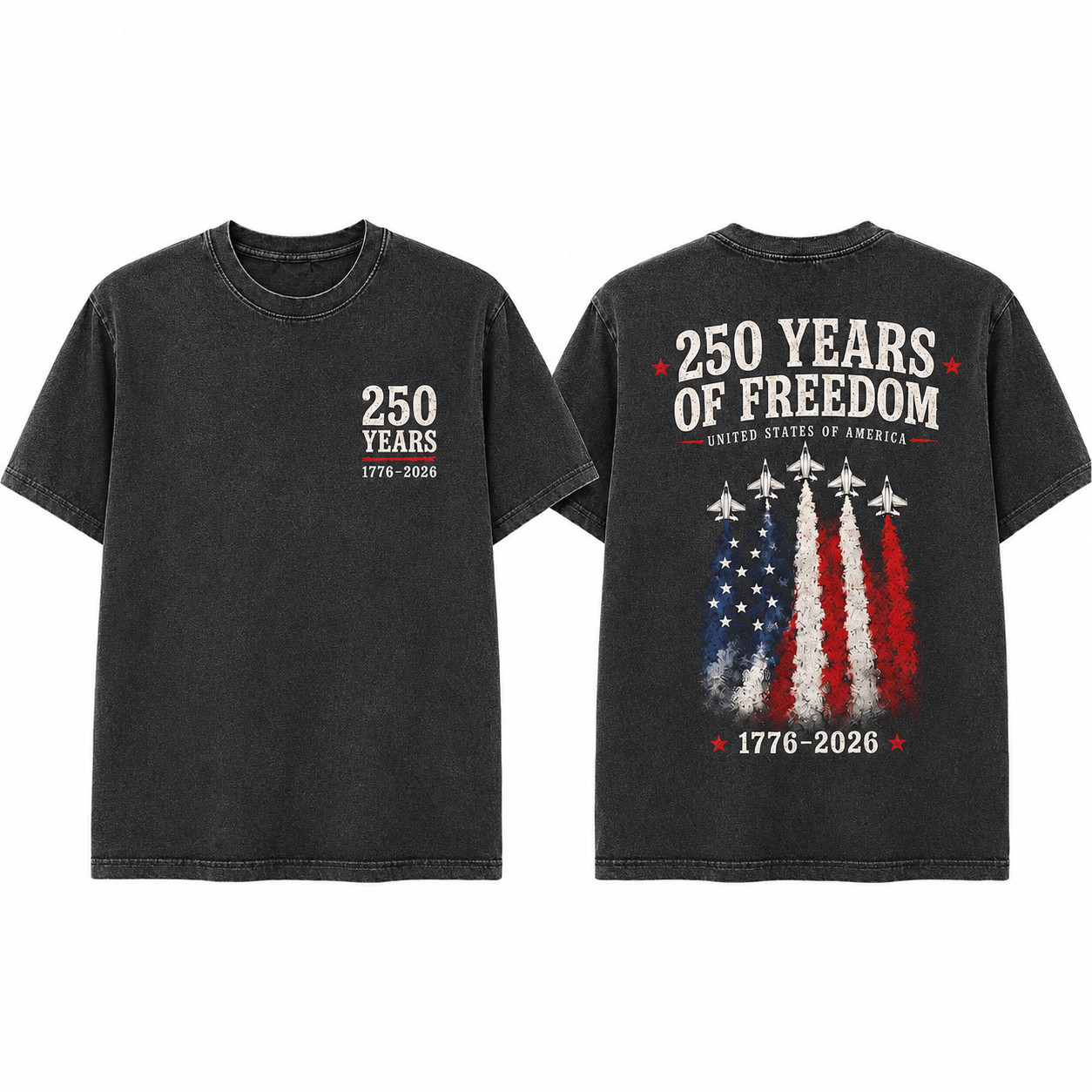 1776 2026 USA Freedom Washed T-Shirt Patriotic Graphic Tee for Men Size S-3XL gallery