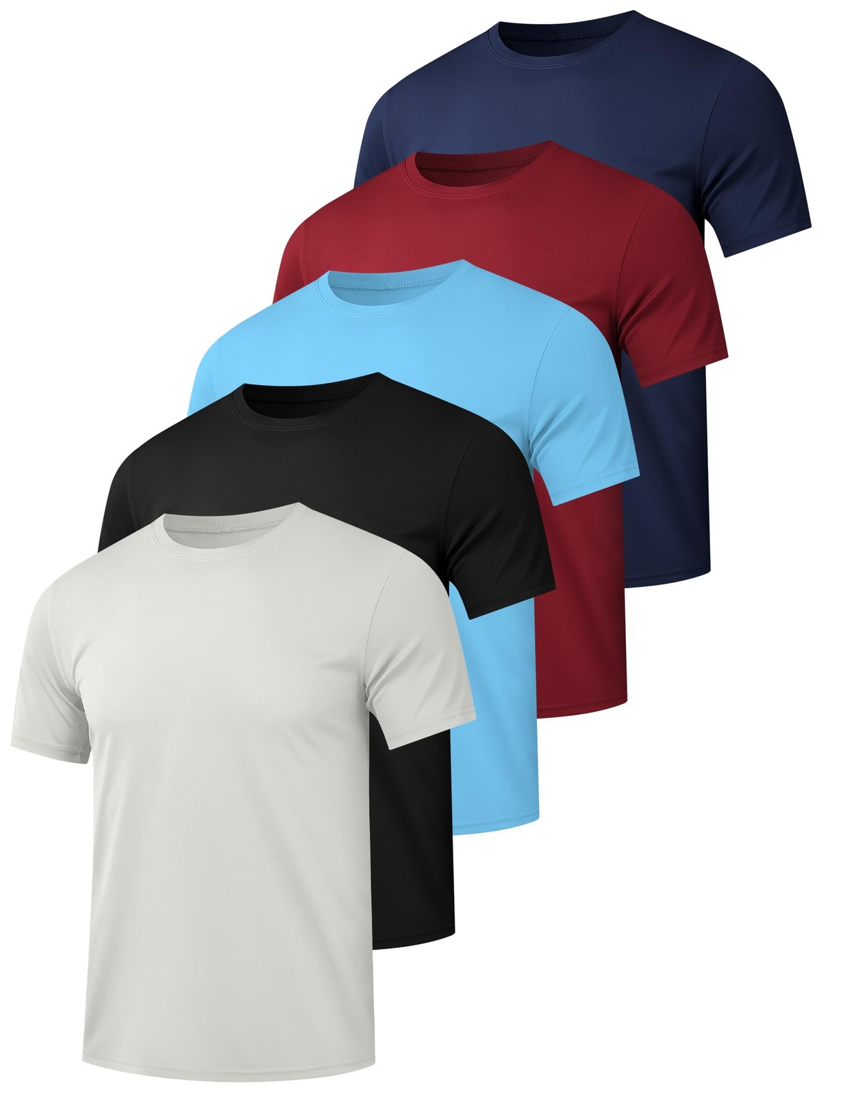5 Pack Men's Dry Fit Workout Gym T Shirts, Short Sleeve Active Running Athlet... gallery