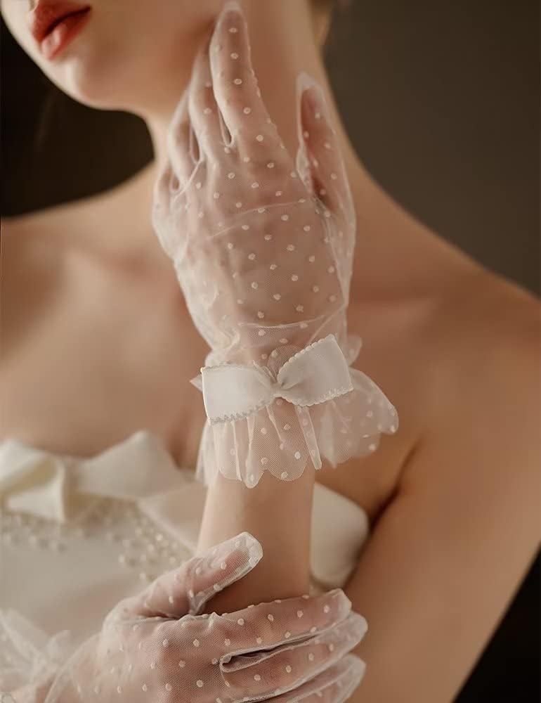 Lace Glove with Bow Wedding Floral Tulle Gloves Opera Tea Party Gloves for Fo... gallery