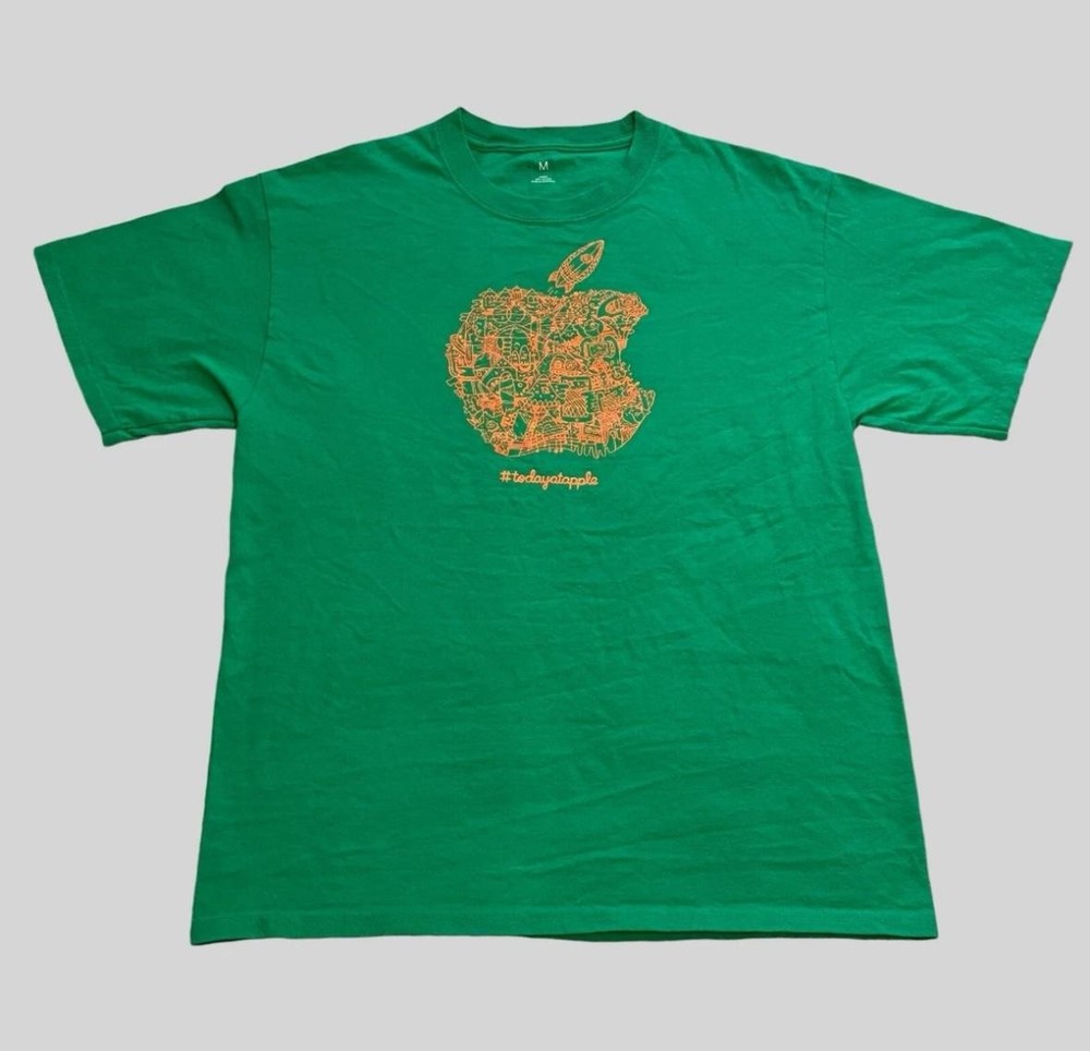 Apple Shirt Mens Medium Green Today at Apple Employee Tee Event Promo