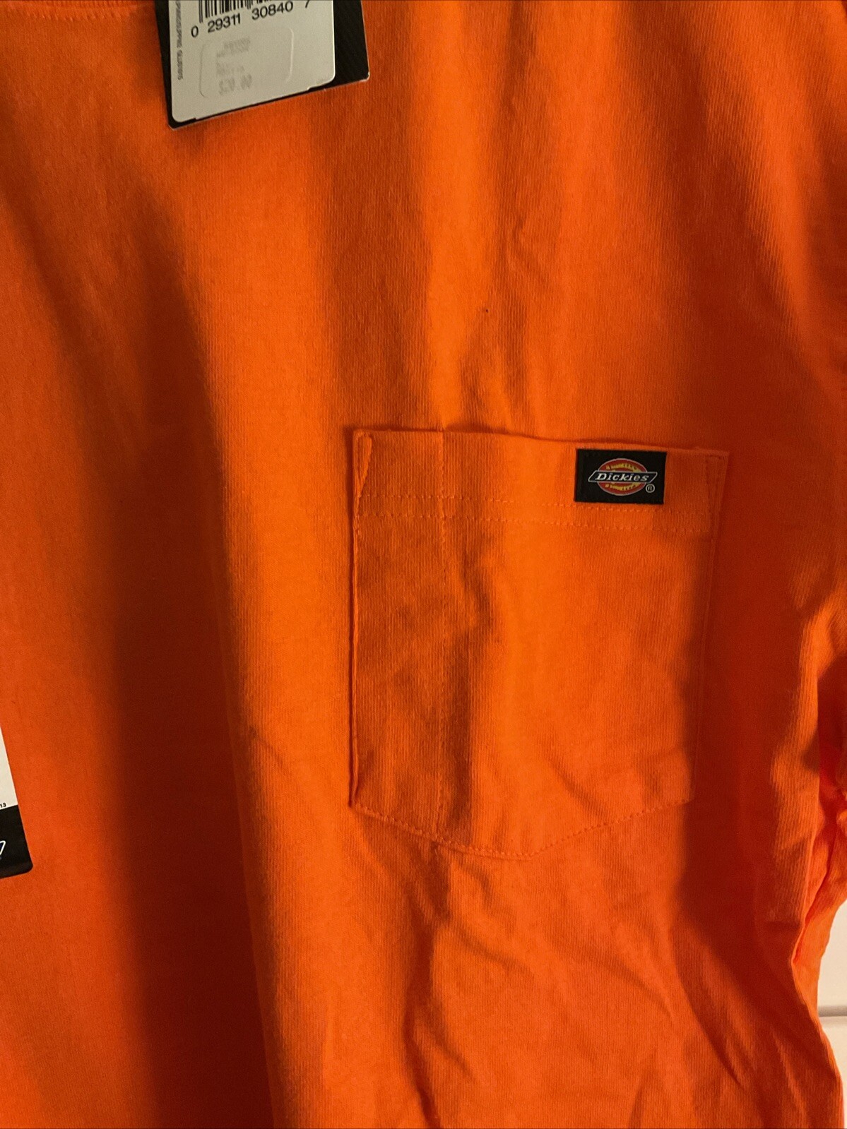 Mens Dickies Neon Orange Heavyweight Crew Pocket Work Tee Size L Short Sleeves gallery