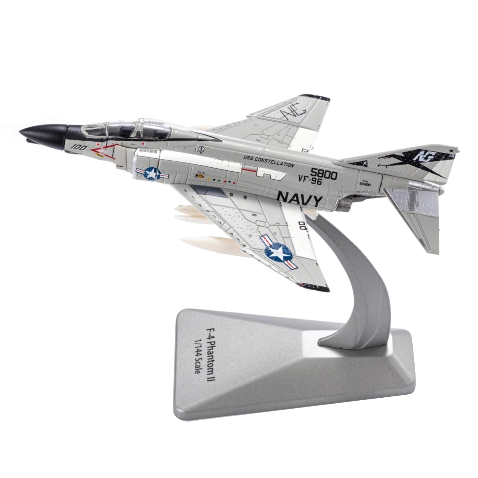 1PCS Alloy US Navy F-4 Phantom II Fighter Model 1/144 Scale With Display Stand