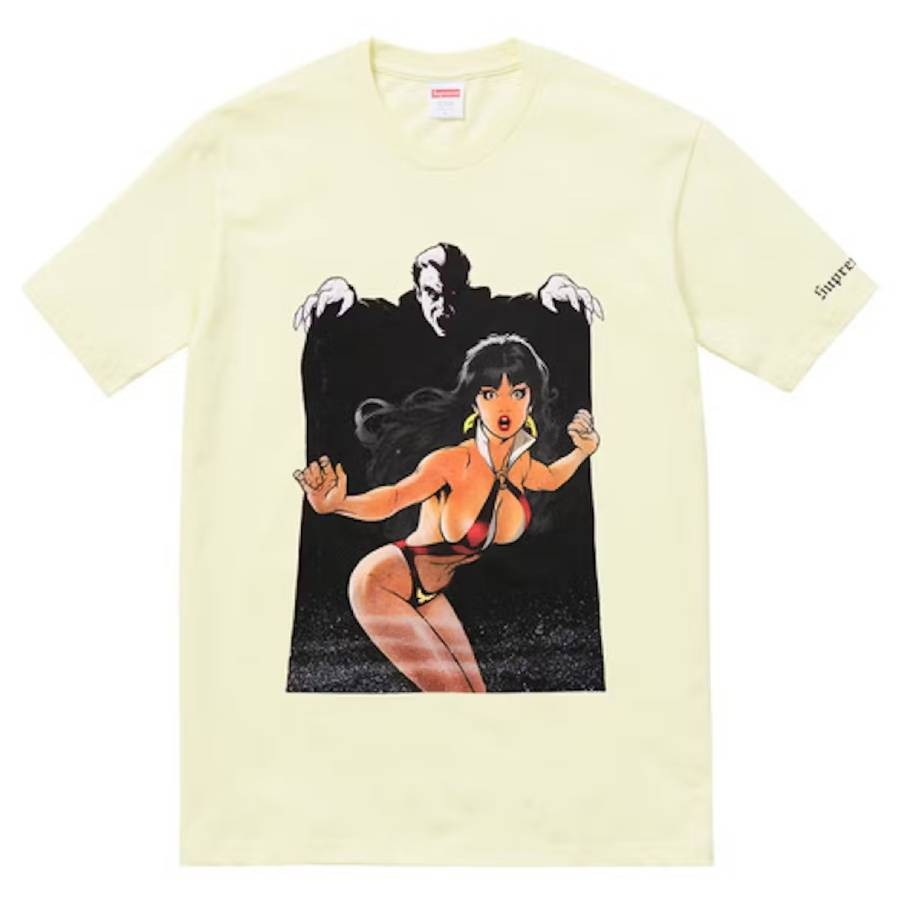 Supreme Unisex Pale Yellow Vampirella Tee, Size Medium