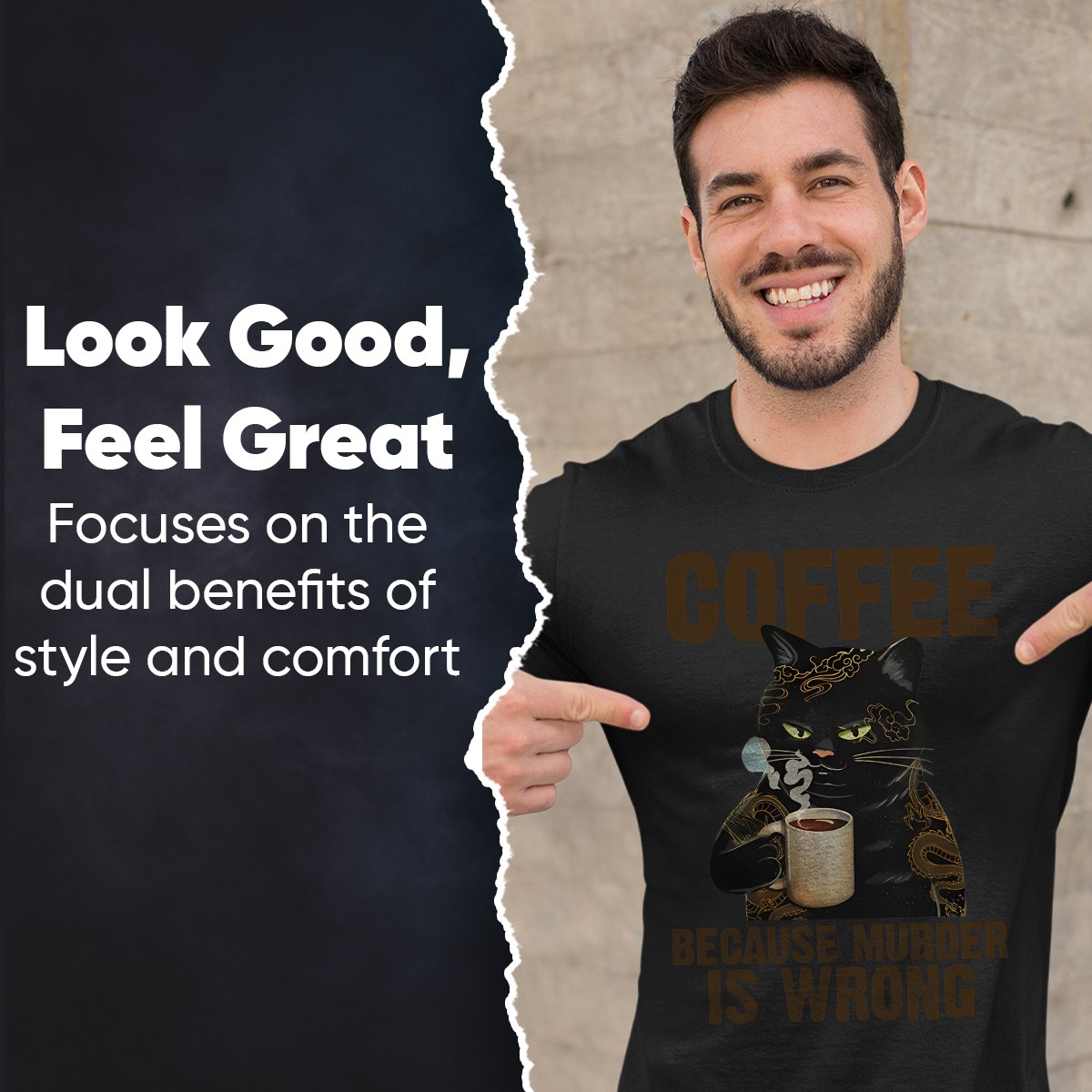 Coffee Because Murder Is Wrong Cat Tatto Gift Mens T-Shirts Tee Top gallery
