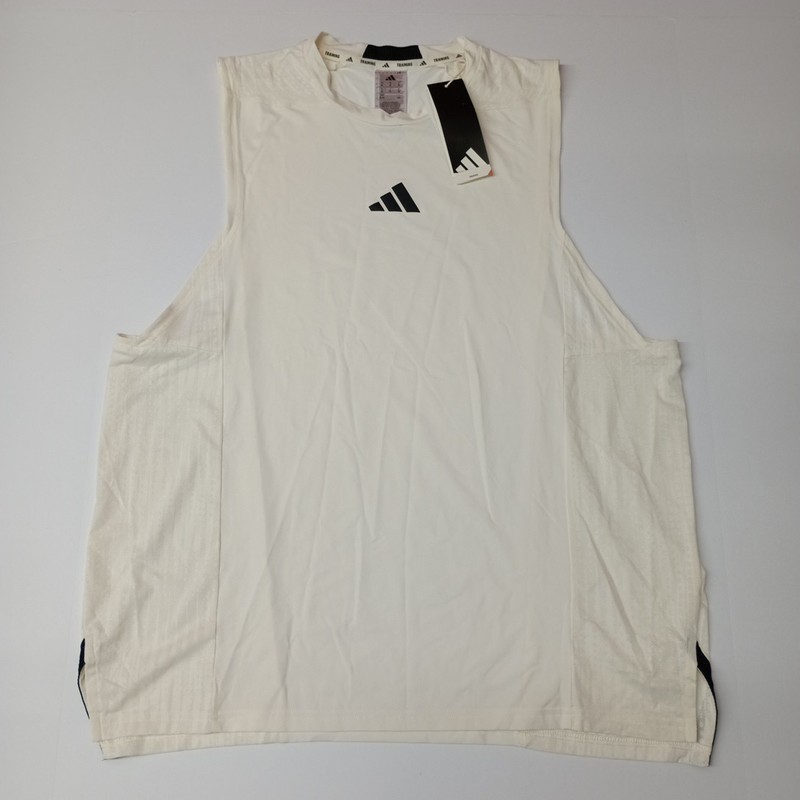 Adidas Men’s Size XL XLarge D4T Training Tank Top Sleeveless Shirt Chalk White