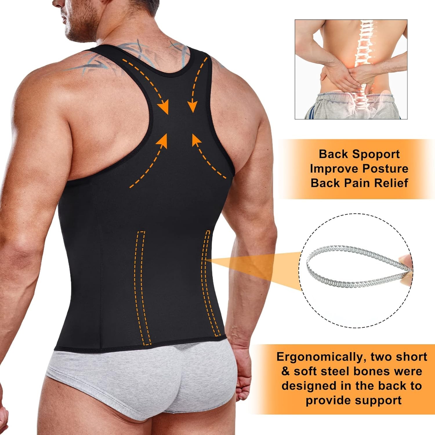 Men Compression Shirt Tummy Control Shapewear Slimming Tank Top Body Shaper gallery