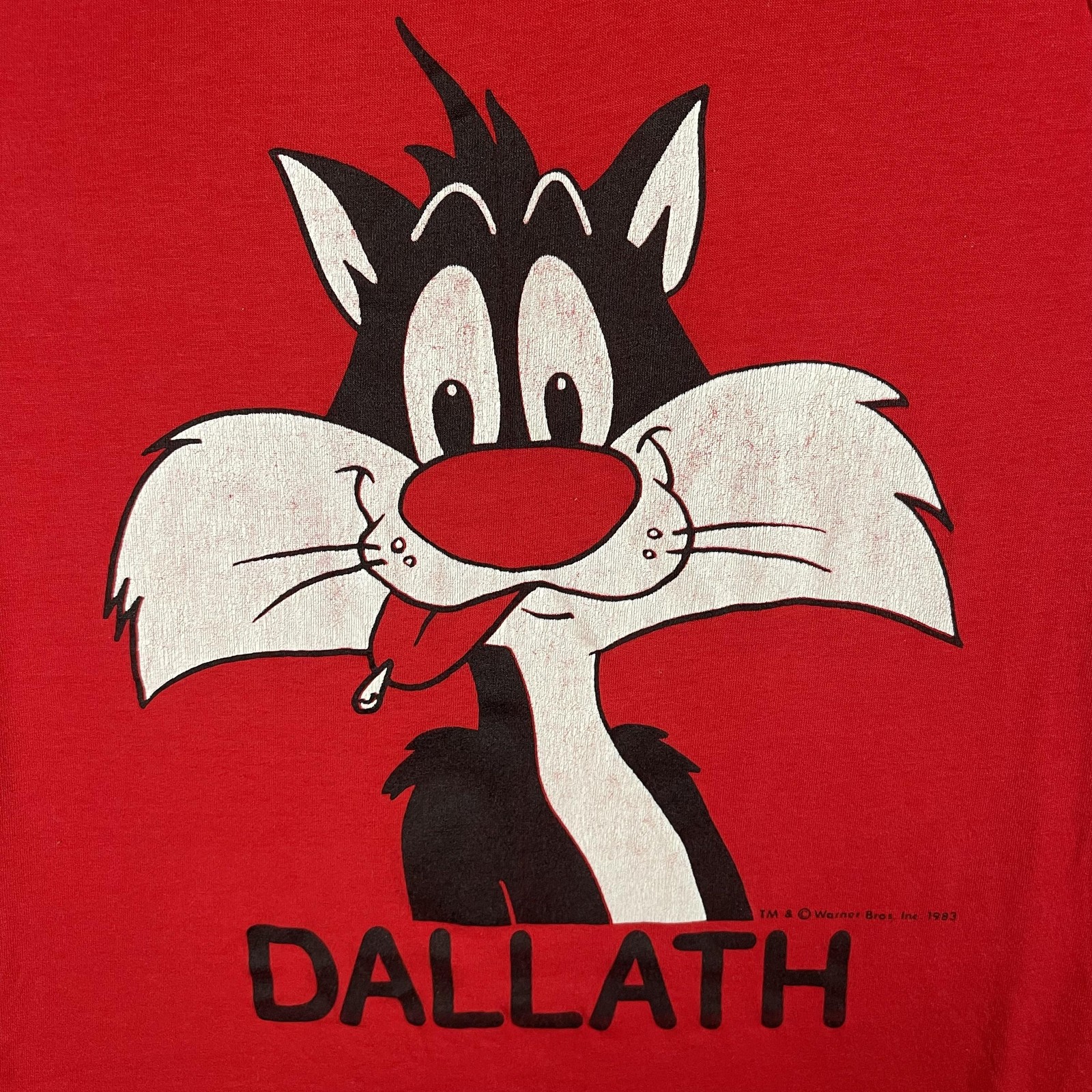 Vintage Artex Shirt Mens Large Red Sylvester Looney Tunes Dallath Tank USA 1983 gallery