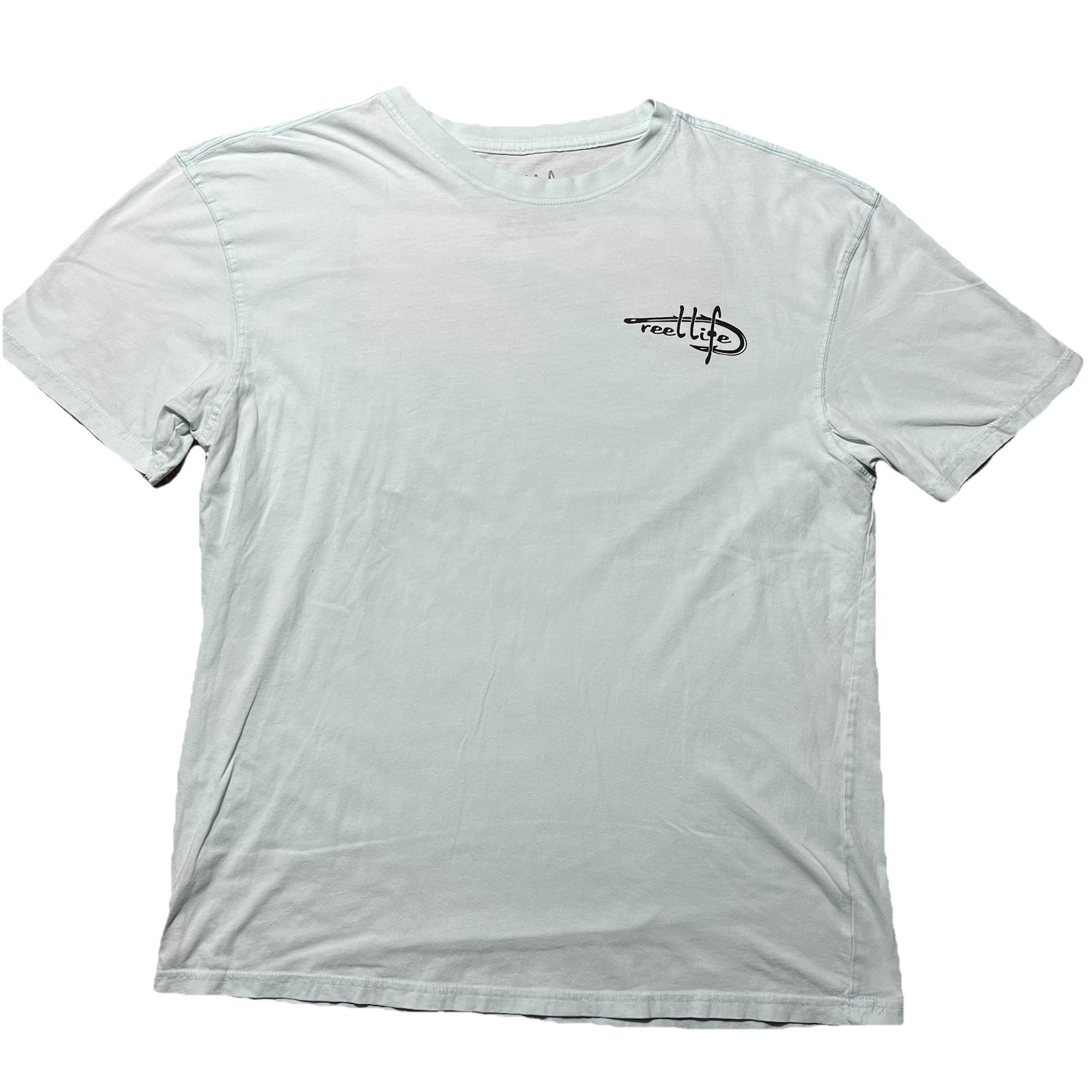 Reel Life Fishing T Shirt Mens XL Blue Wave Sunset Logo Graphic Outdoor gallery