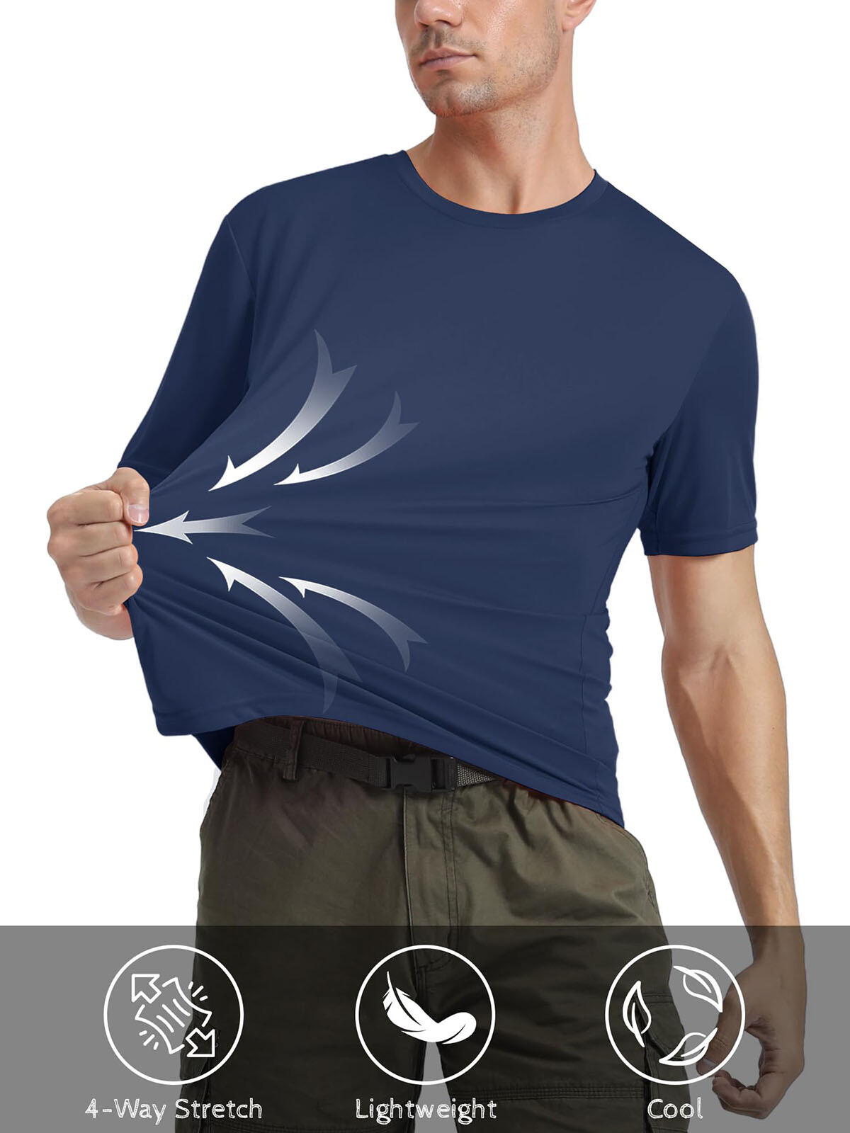 Men's UPF 50+ Short Sleeve T-Shirt Summer Quick Dry Athletic Sports Running Tops gallery